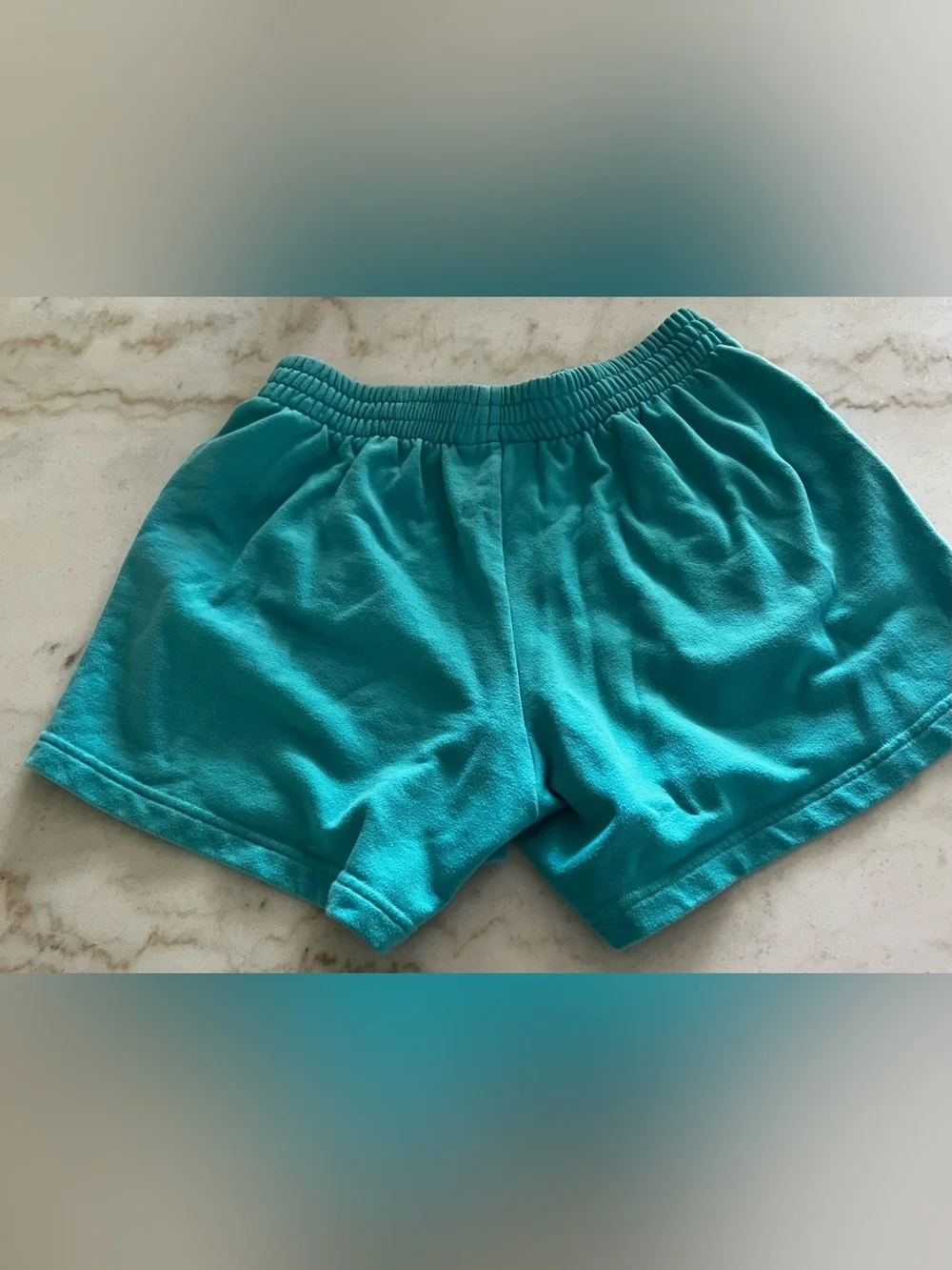 Champion  Embroidered Logo Pockets Soft French Terry Teal Shorts Women’s Small